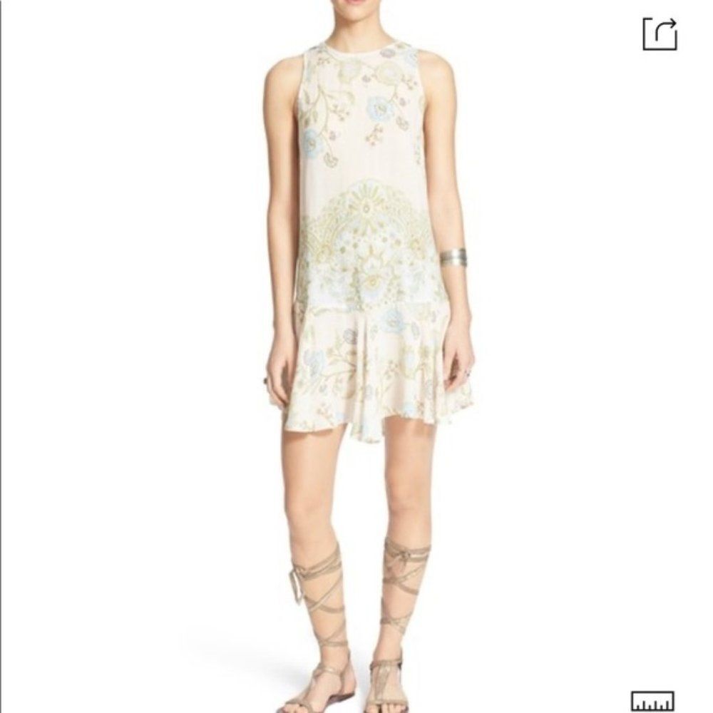 Intimately Free People Slip Dress Boho Mixed Print Tea Combo Open Back Small
